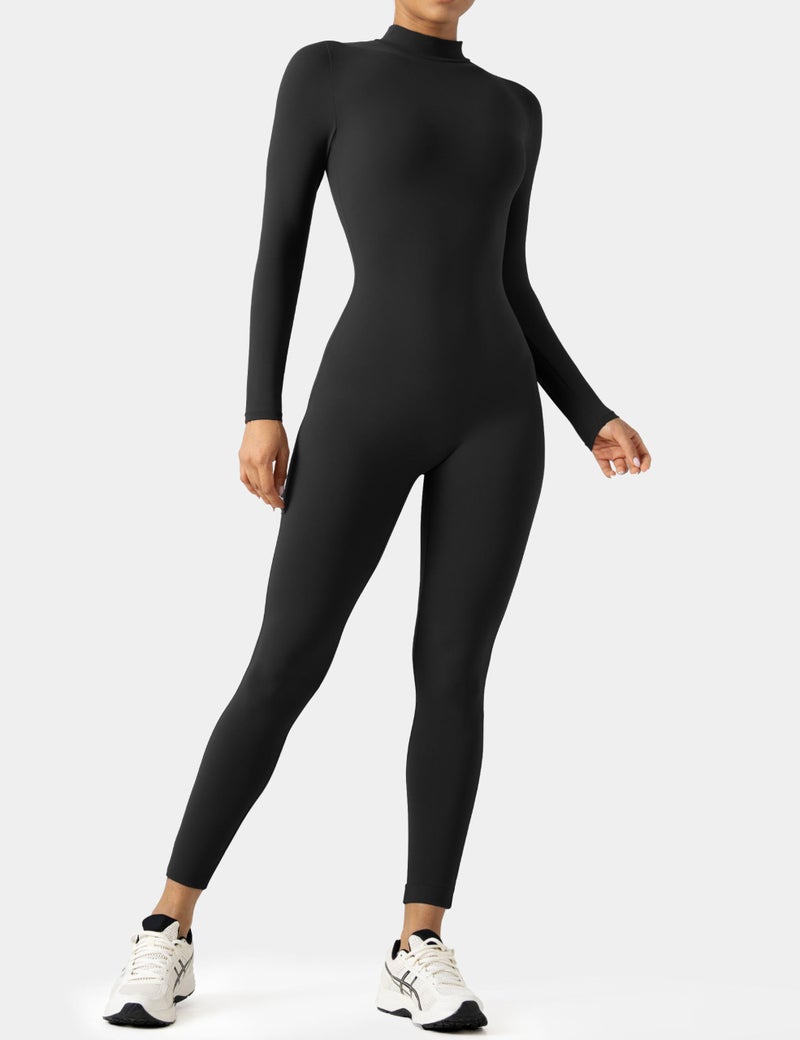 speerise Adult High Neck Zip One Piece Unitard Full Body Leotard, M, Black - Image 2